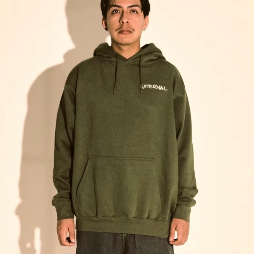 xternal Olive Green Men's Hoodie Sweatshirt